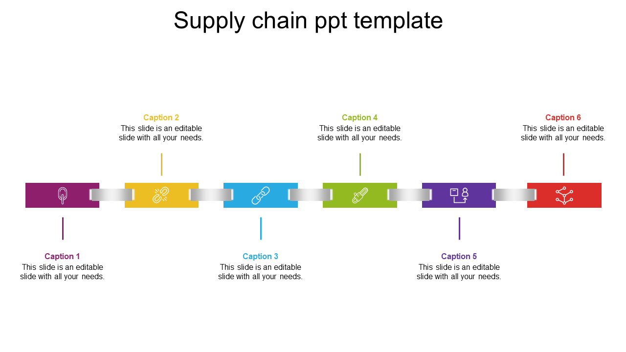 Free - Amazing Supply Chain PPT Template With Six Nodes Design